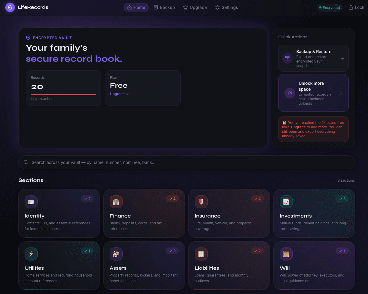 LifeRecords product preview